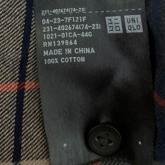 Uniqlo Women's Blue Multicolor Flannel Plaid Checkered Button Shirt Top Blouse S - Picture 5 of 5